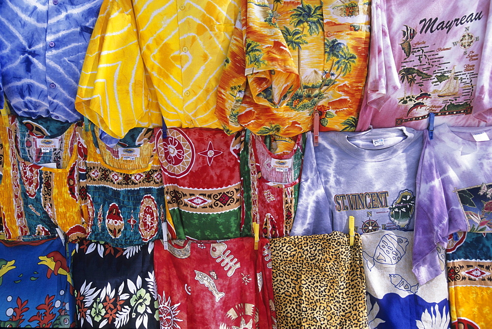 Colourful Souvenir T-Shirts, Petit Rameau Island, Tobago Cays, St. Vincent & The Grenadines, Carribean