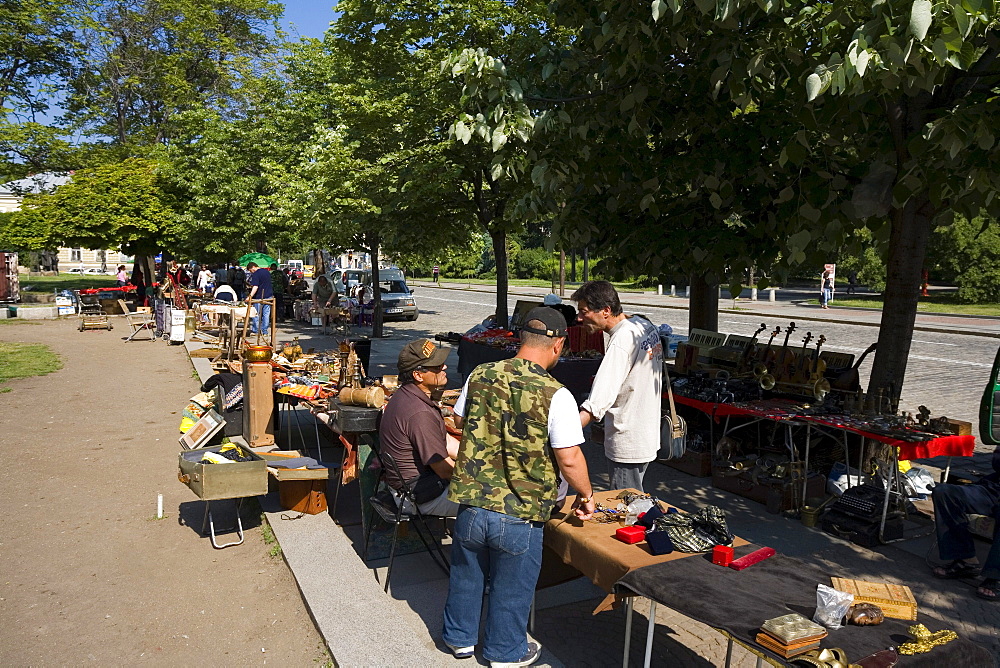 People at flea market in city center, Sofia, Bulgaria, Europe