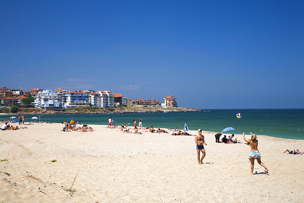 People on the beach, Sosopol, Black Sea, Bulgaria, Europe