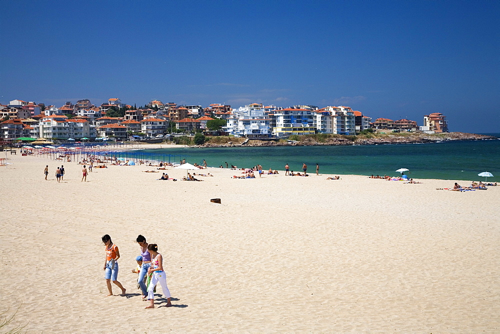 People on the beach, Sosopol, Black Sea, Bulgaria, Europe