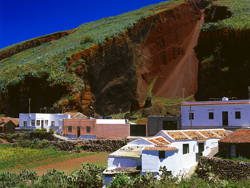 White houses of Palomar, Casas Cuevas del Palomar, Teno Mountains, Tenerife, Canary Islands, Spain