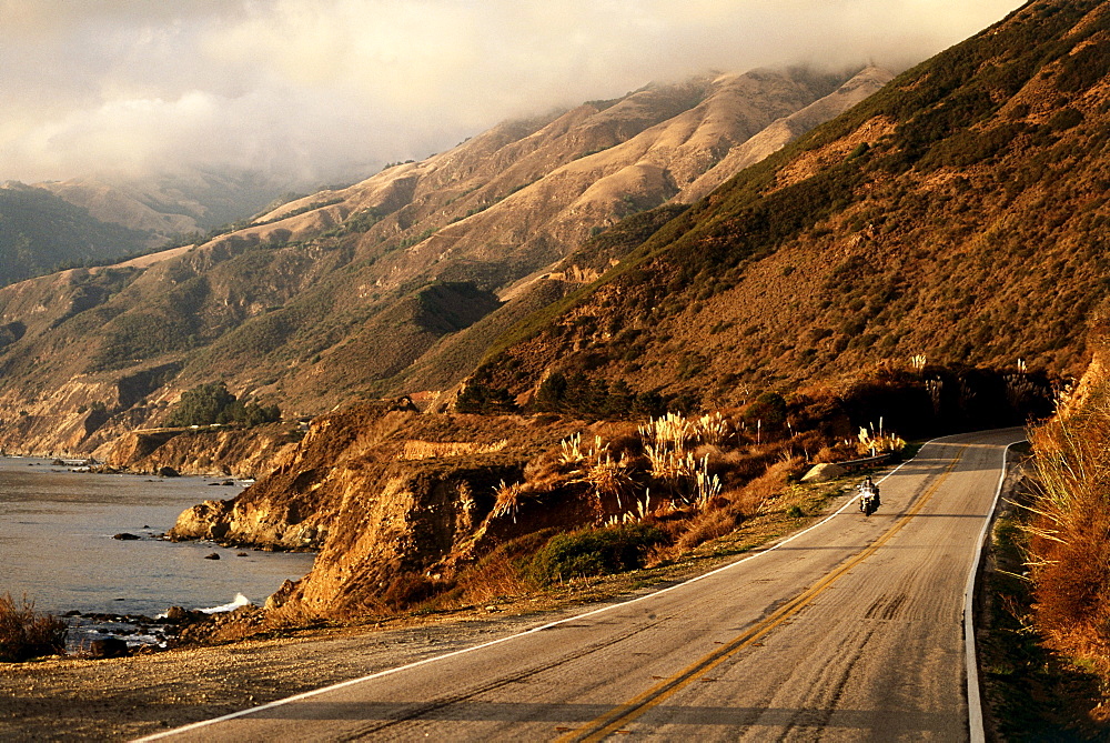 Harley Davidson Heritage Softail, Highway 1 south of Ludica, Santa Lucia Range, California, USA