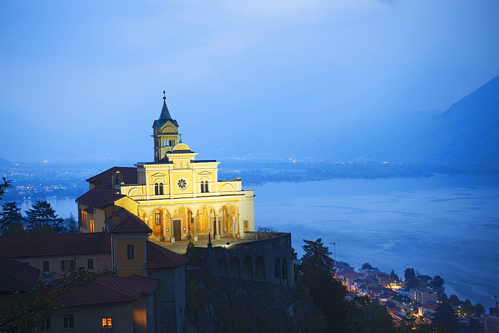 Pilgrimage church Madonna del Sasso, Orselina, lake Lago Maggiore, Ticino, Switzerland