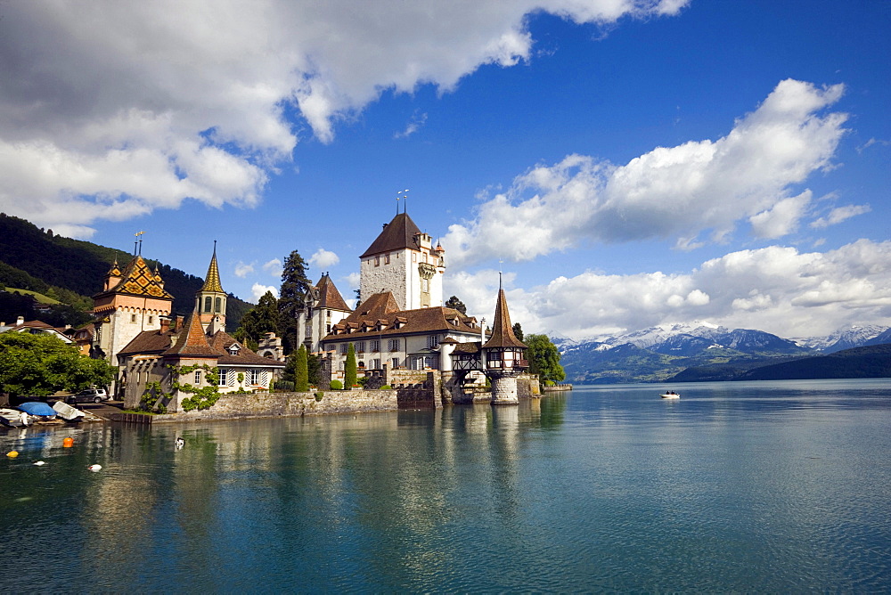 Castle Oberhofen at Lake Thun, Oberhofen, Bernese Oberland (highlands), Canton of Bern, Switzerland