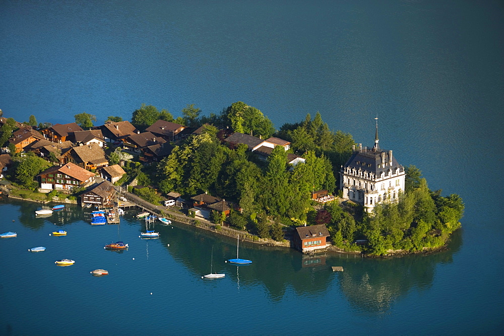 View on Iseltwald, Lake Brienz, Bernese Oberland (highlands), Canton of Bern, Switzerland