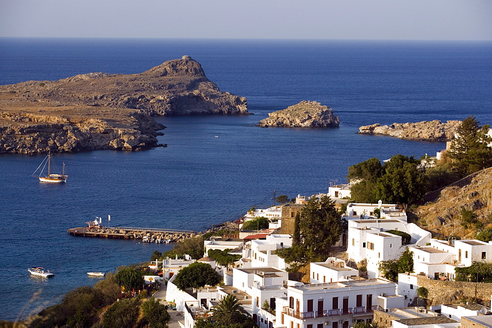 View over Lindos Bay, Lindos, Rhodes, Greece