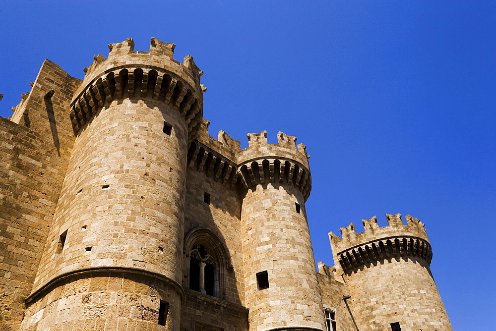 Main entrance of the Palace of the Grandmaster, built during the 14th century, Rhodes Town, Rhodes, Greece, (Since 1988 part of the UNESCO World Heritage Site)