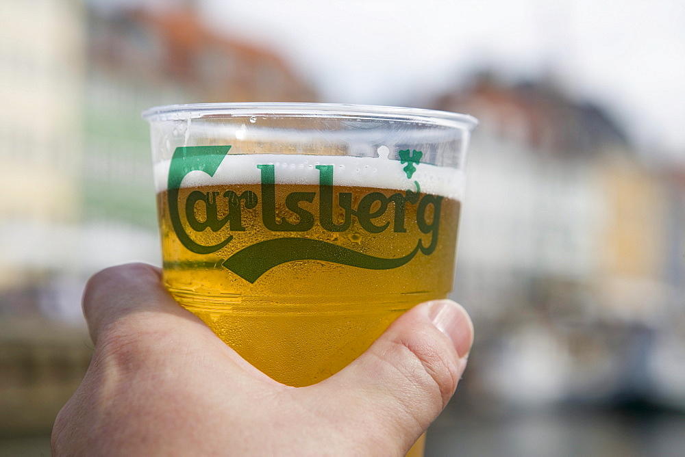 Cold Carlsberg in Hand, Aboard DFDS Canal Tour Sightseeing Boat, Nyhavn, Copenhagen, Denmark