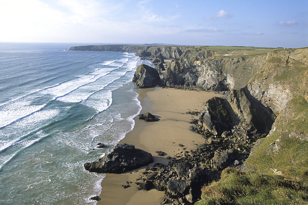 Bedruthan Steps Coastline, Near Newquay, Cornwall, England