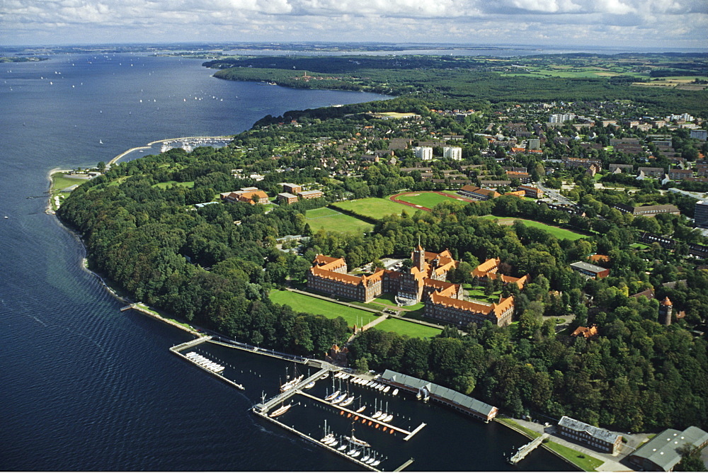 aerial photo, Flensburg Castle, Flensburg Bay, Baltic Sea, Schleswig Holstein, northern Germany