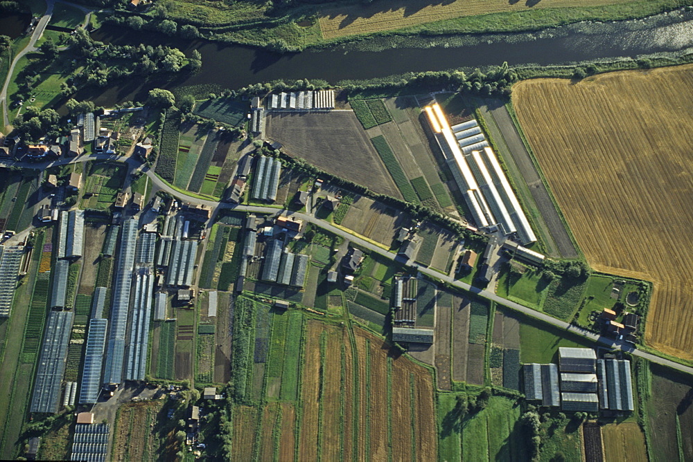 aerial photo, market gardens, vegetables, Vierlande, Hamburg, northern Germany