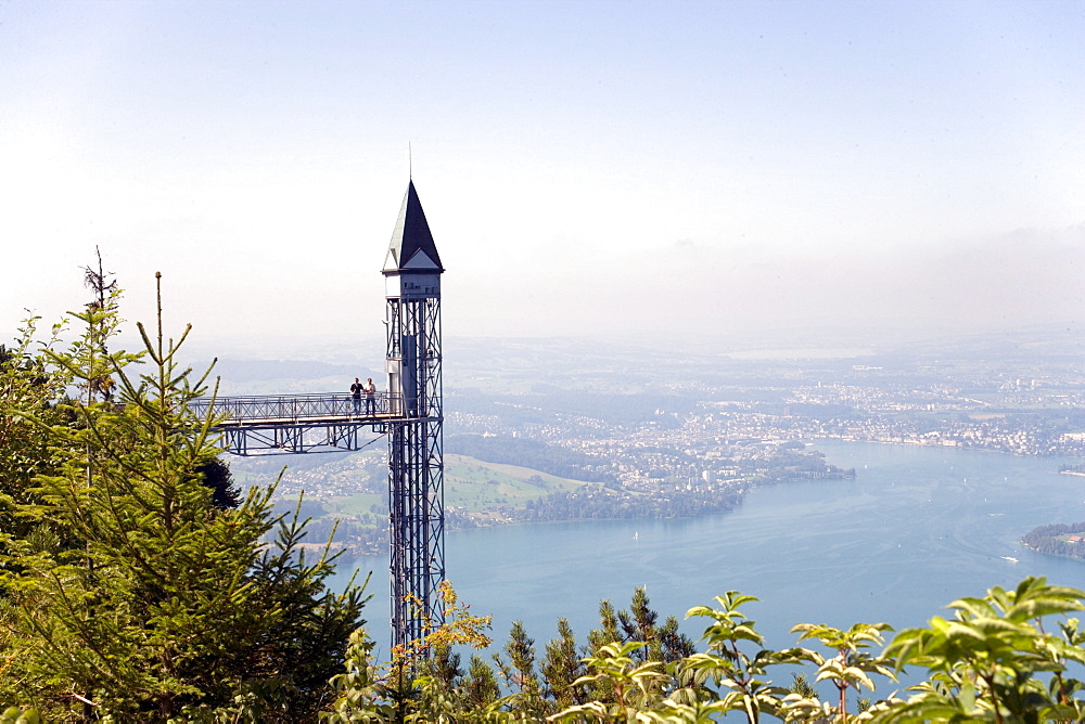 Hammetschwand Elevator (153 m, highest exterior elevator of Europe), Buergenstock (1128 m), Buergenstock, Canton Nidwalden, Switzerland