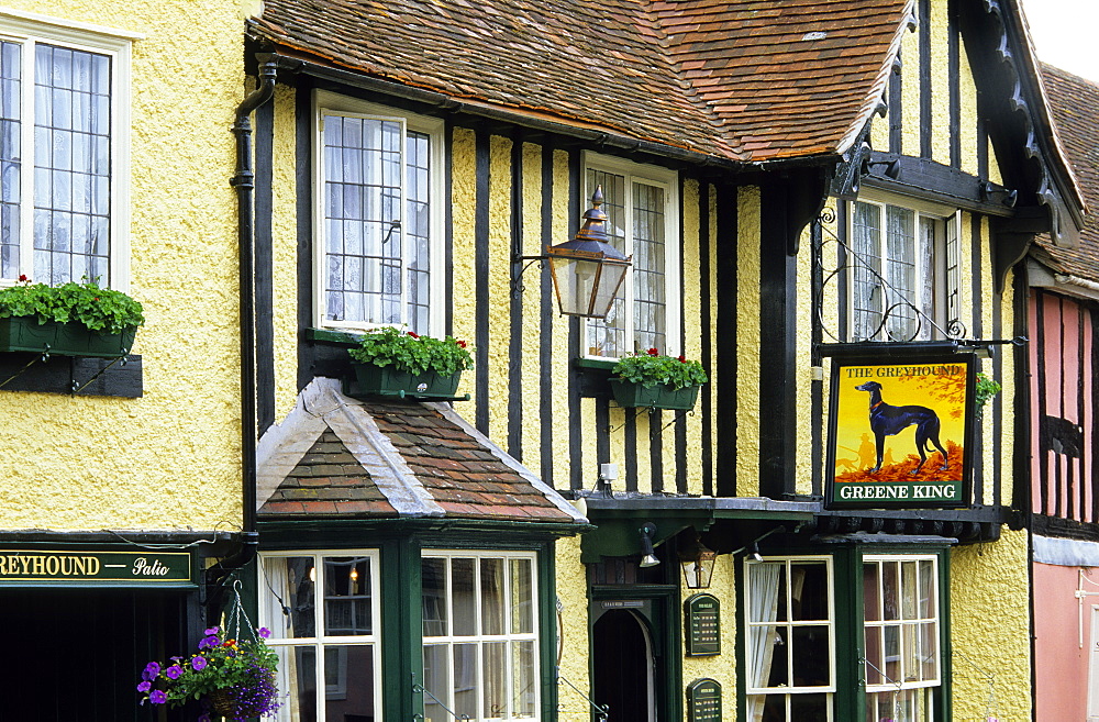 Europe, England, Suffolk, Lavenham, East Anglia, Pub The Greyhound