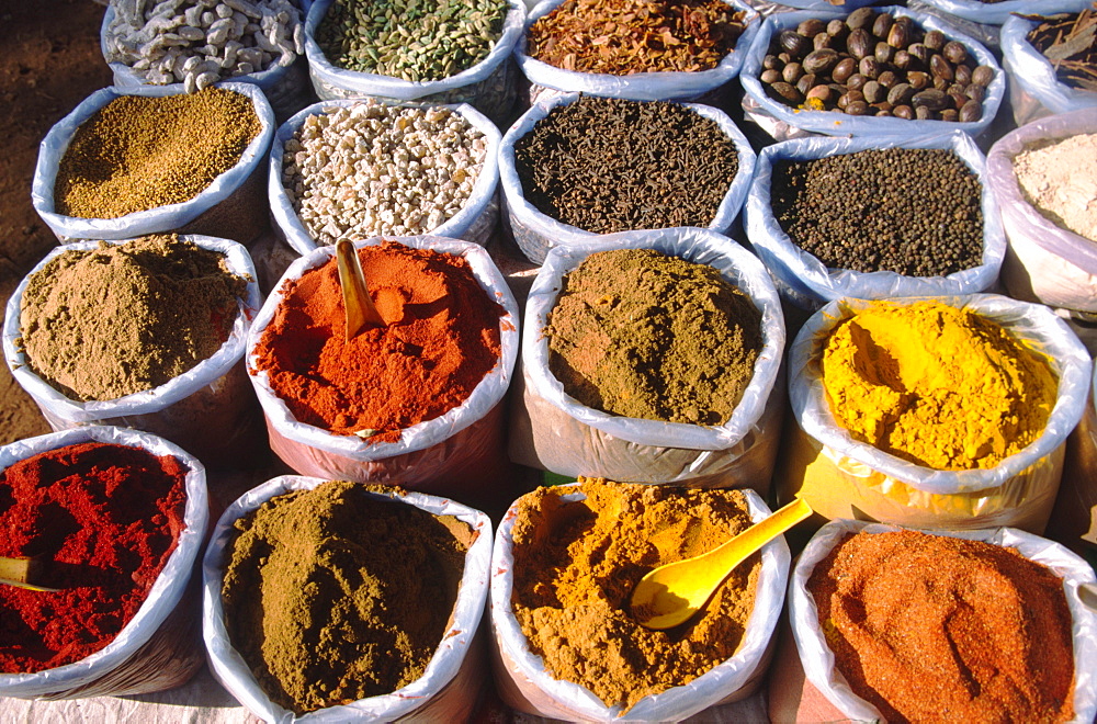 India Goa Mapsa market curry spices