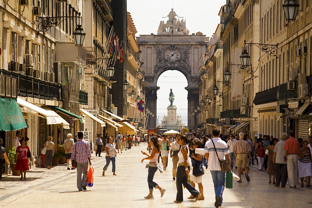 Rua Augusta with Triumphal Arch, Praca do Comercio, Baixa, Lisboa, Portugal