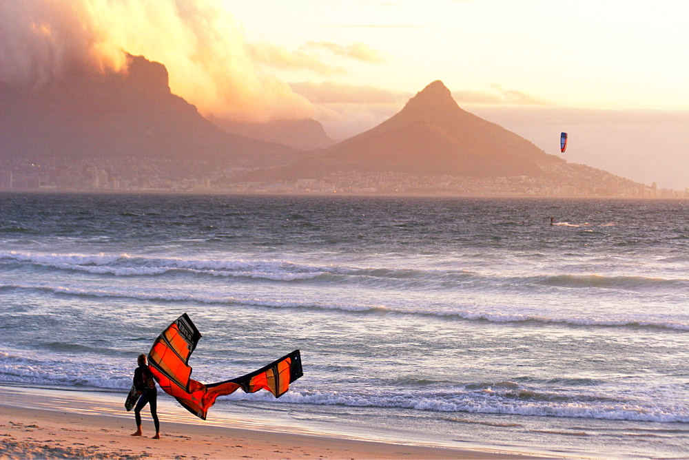 Kite surfer, Blouberg beach, Capetown, South Africa