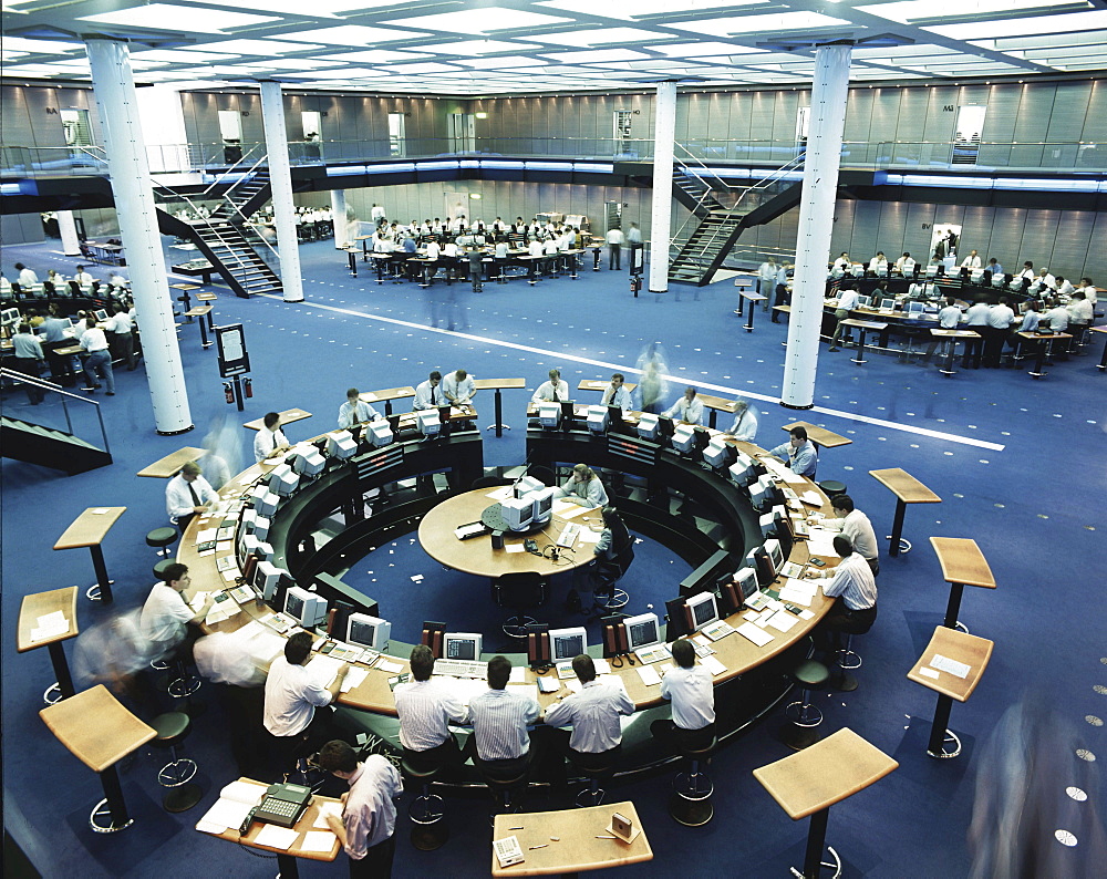 Switzerland, Zuerich, stock exchange, broker, interieur