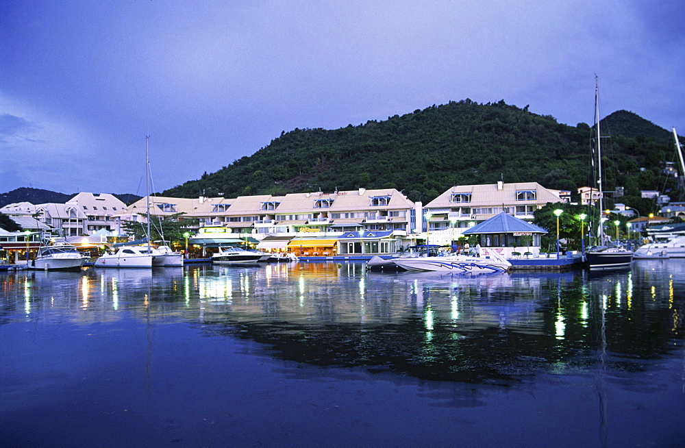 Small Antilles, Saint Martin, Marigot, Harbour at night