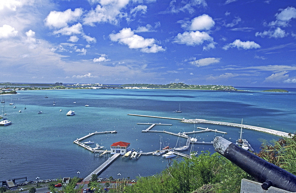 Marigot, Saint Martin, French West Indies, panoramic view from Fort