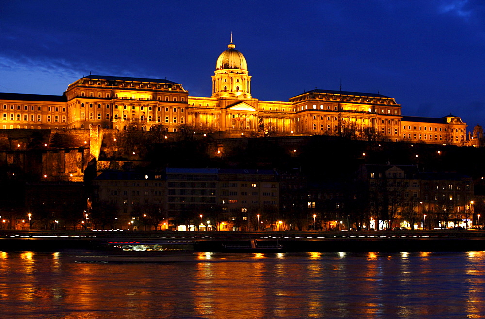 View of Buda Castle at night, Budapest, Hungary