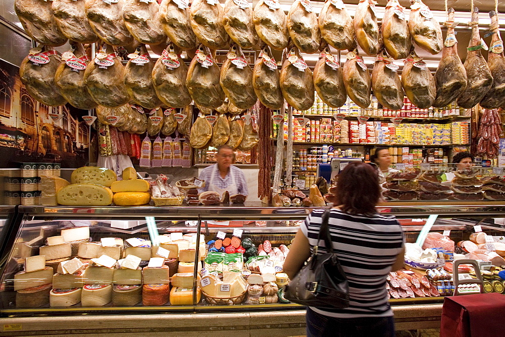 Mercado Central, central market, Serrano ham, Valencia, Spain