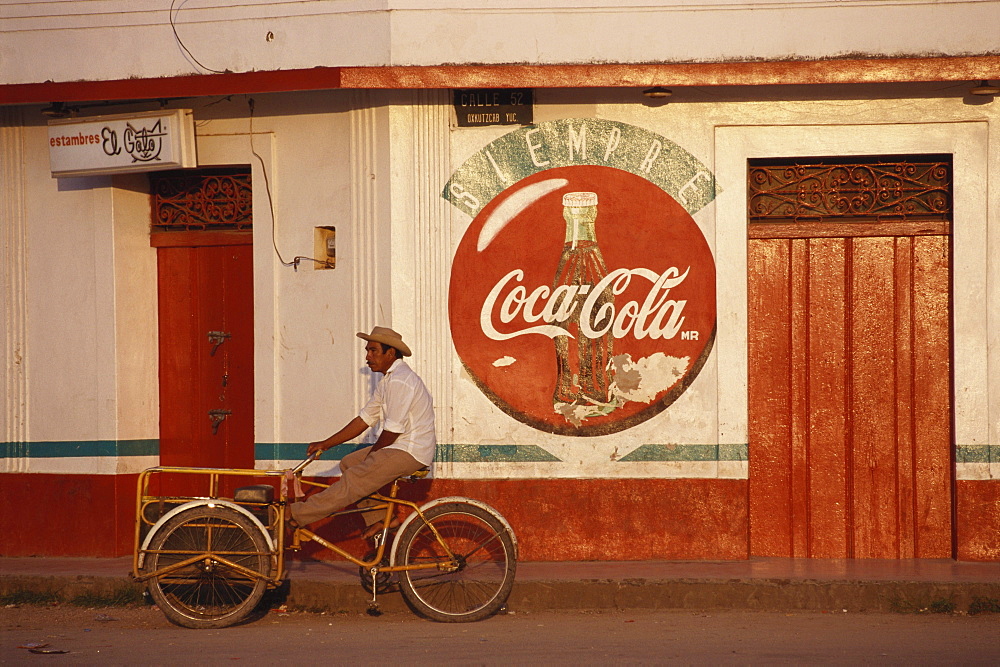 Local man on a transport cycle, Oxkutzcab, Yucatan, Mexico