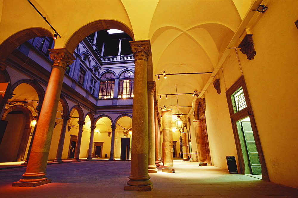 Atrium of Palazzo Strozzi, place for Events and Exhibitions, Florence, Tuscany, Italy