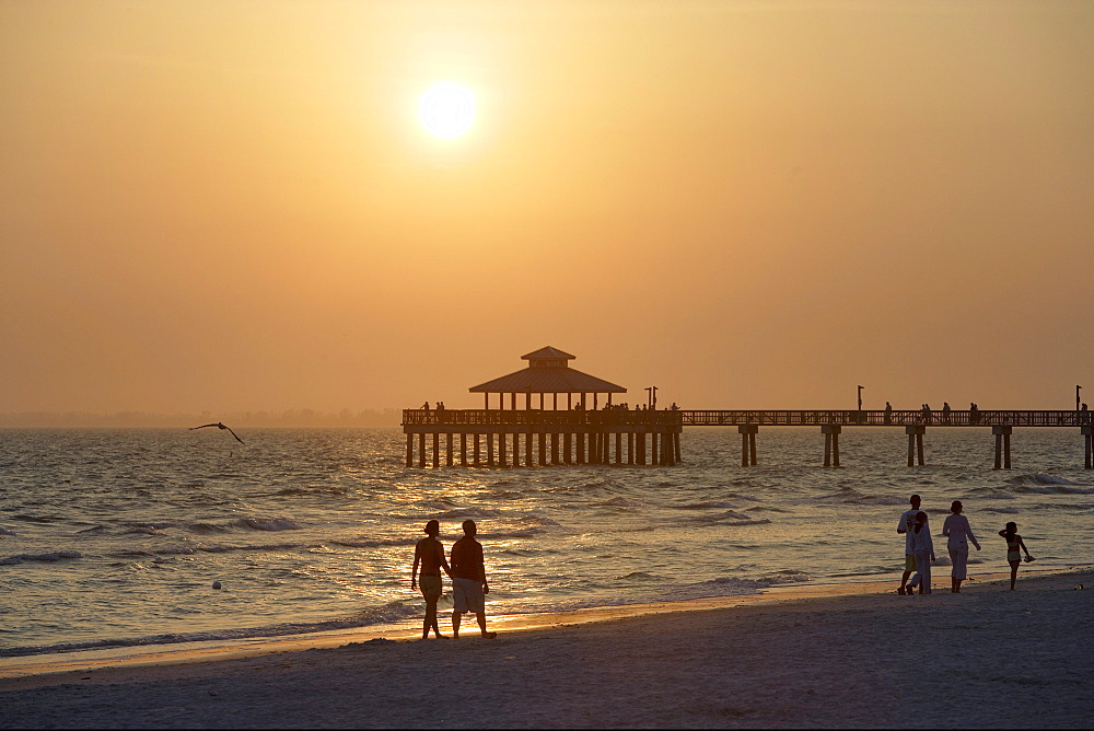 Sunset on Naples Municipal Pier, Florida, USA