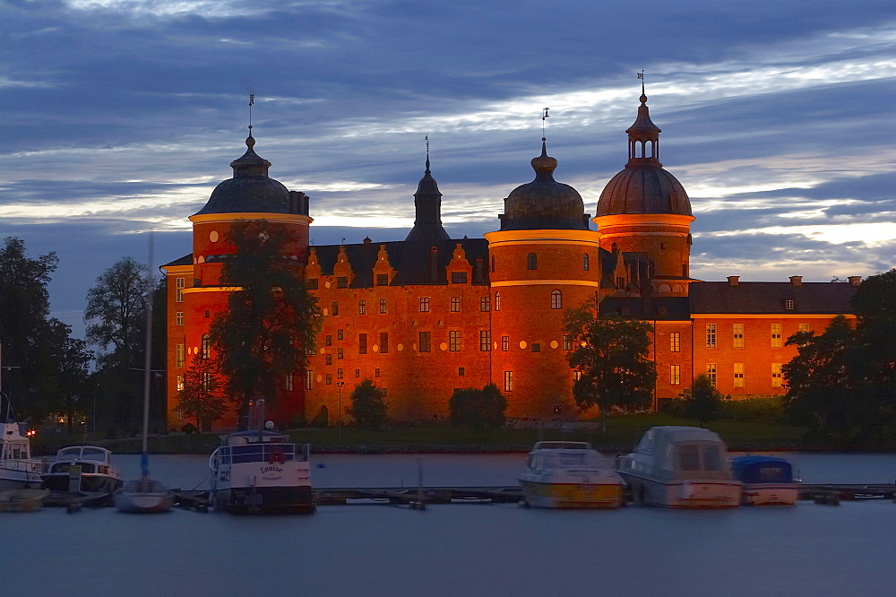 Royal castle of Gripsholm near Mariefred at the southern lakeside of the lake Maelaren