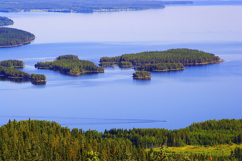 View from Hoverberget to lake Myrviken, Jaemtland, northern Sweden