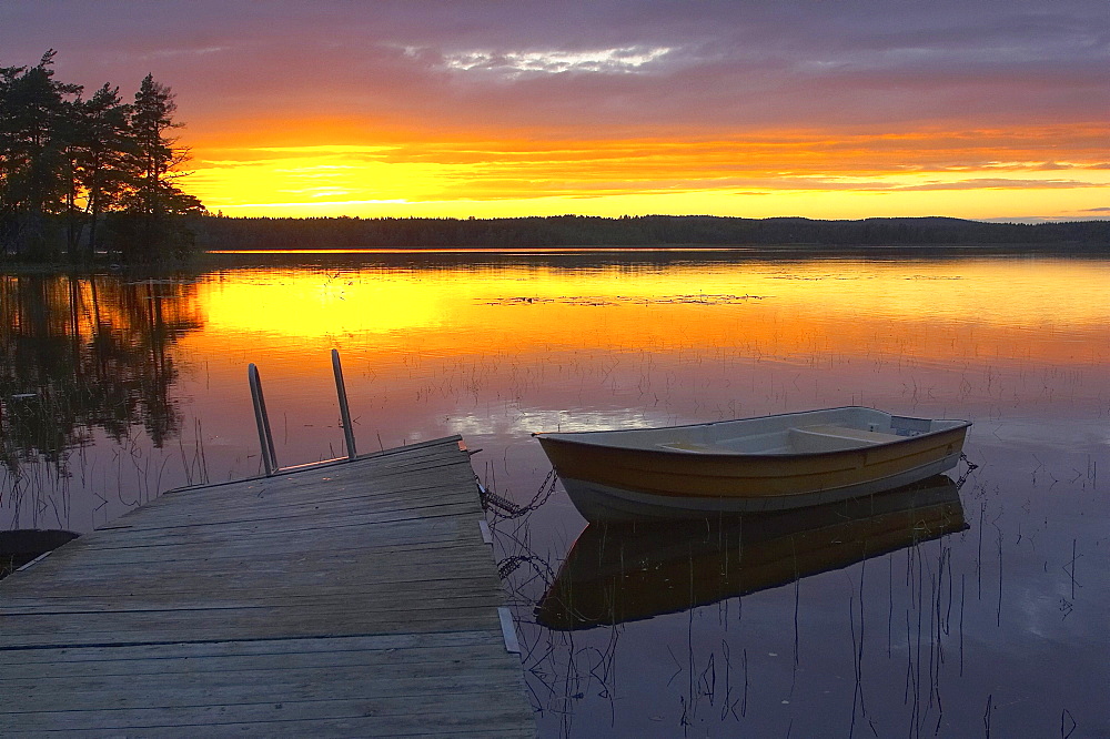 After sunset at the lake Noren near Norberg, Dalarna, middle Sweden