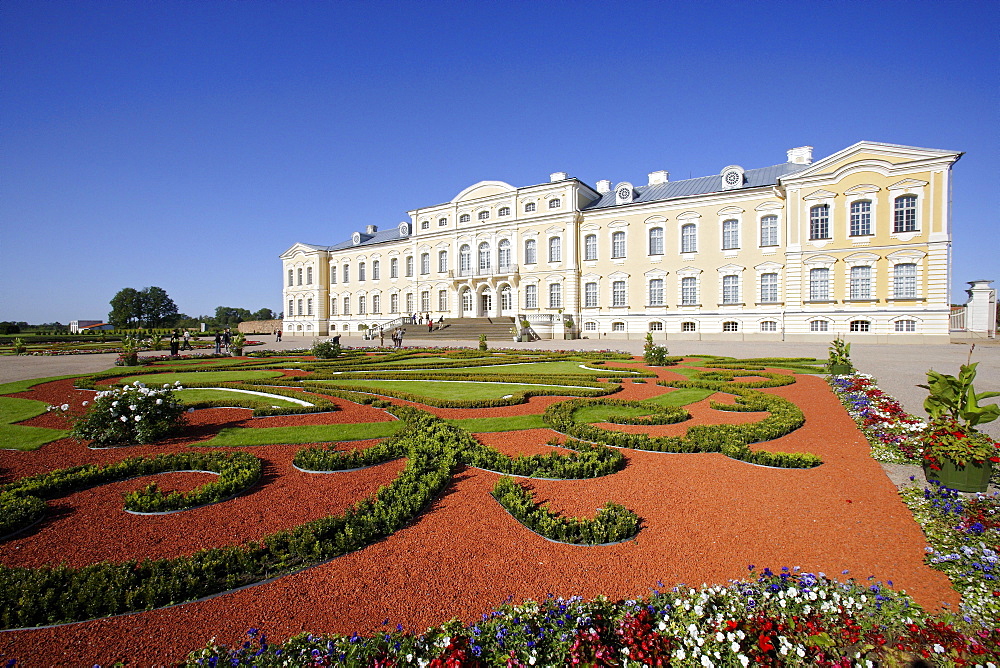 Rundale palace and grounds, built by Italian architect Bartolomeo Francesco Rastrelli 1735 to 1769 for the Duchy of Courland, Latvia