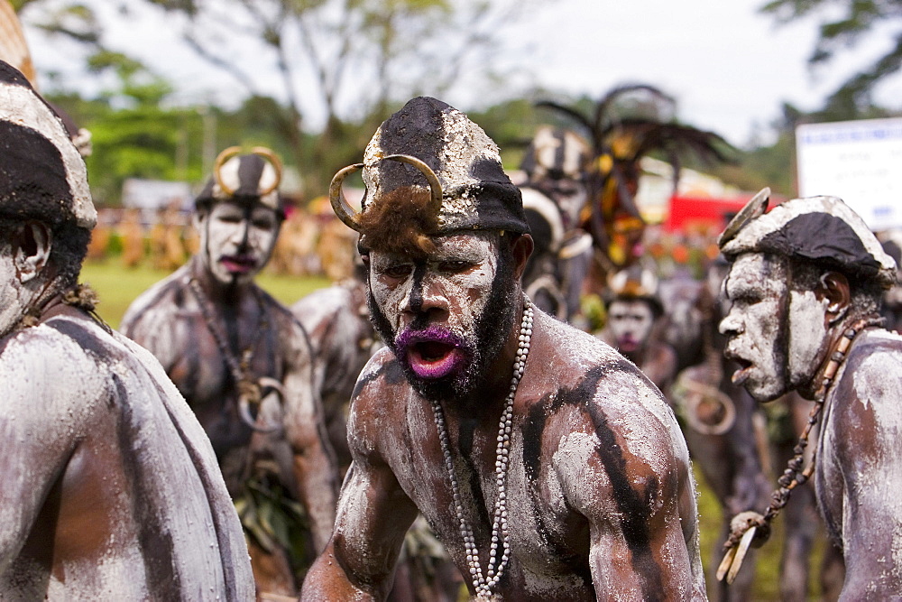 Men with body painting at Singsing Dance, Lae, Papue New Guinea, Oceania