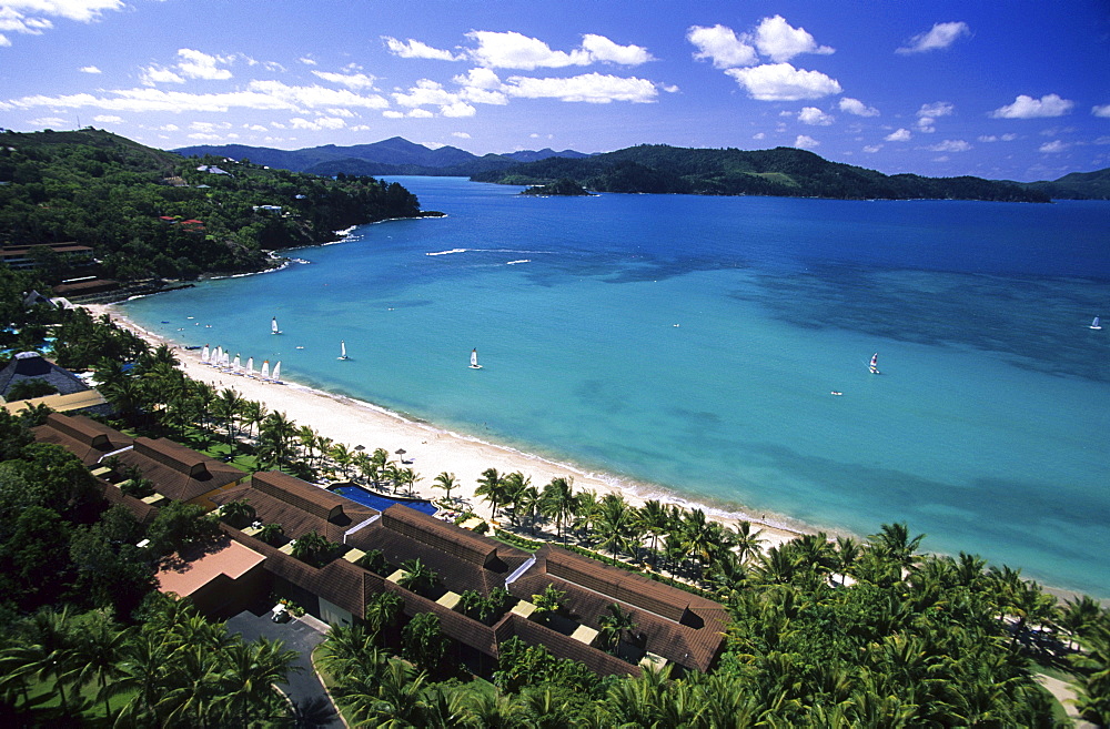 View over Catseye Bay on Hamilton Island, Whitsunday Islands, Great Barrier Reef, Australia