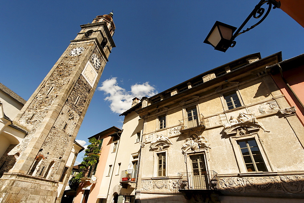 Switzerland, Ticino, Ascona, church, clock tower