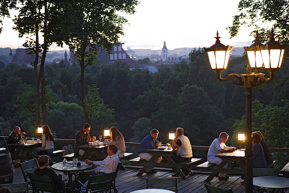 The Torres restaurant in Uzupis street offers a view over the old town, Lithuania, Vilnius