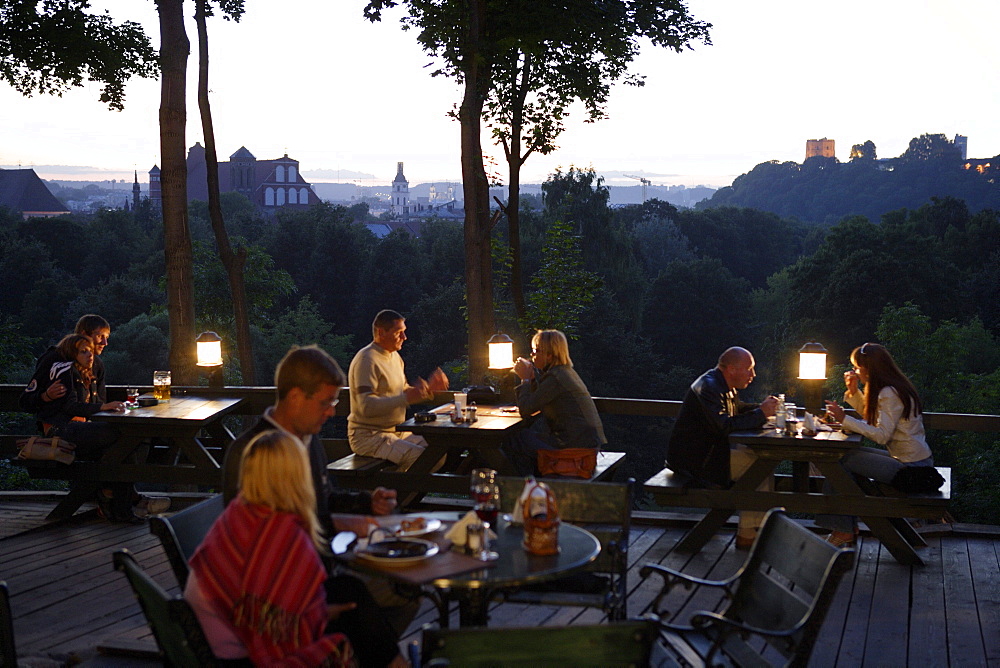 The Torres restaurant in Uzupis street offers a view over the old town, Lithuania, Vilnius