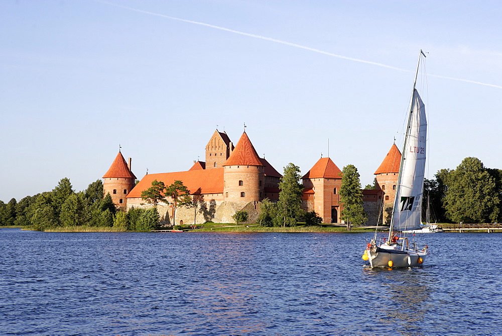 Trakai, an island castle on lake Galve, Lithuania