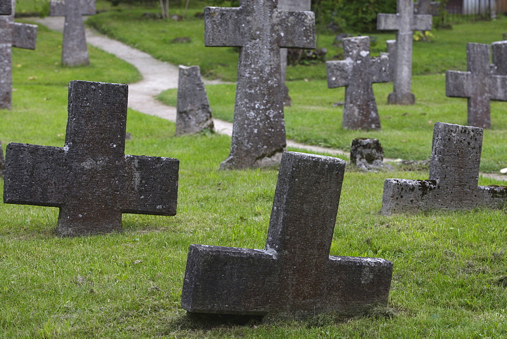 Sunken crosses on the graveyard at the ruins of St. Brigit convent, Pirita, Tallinn, Estonia