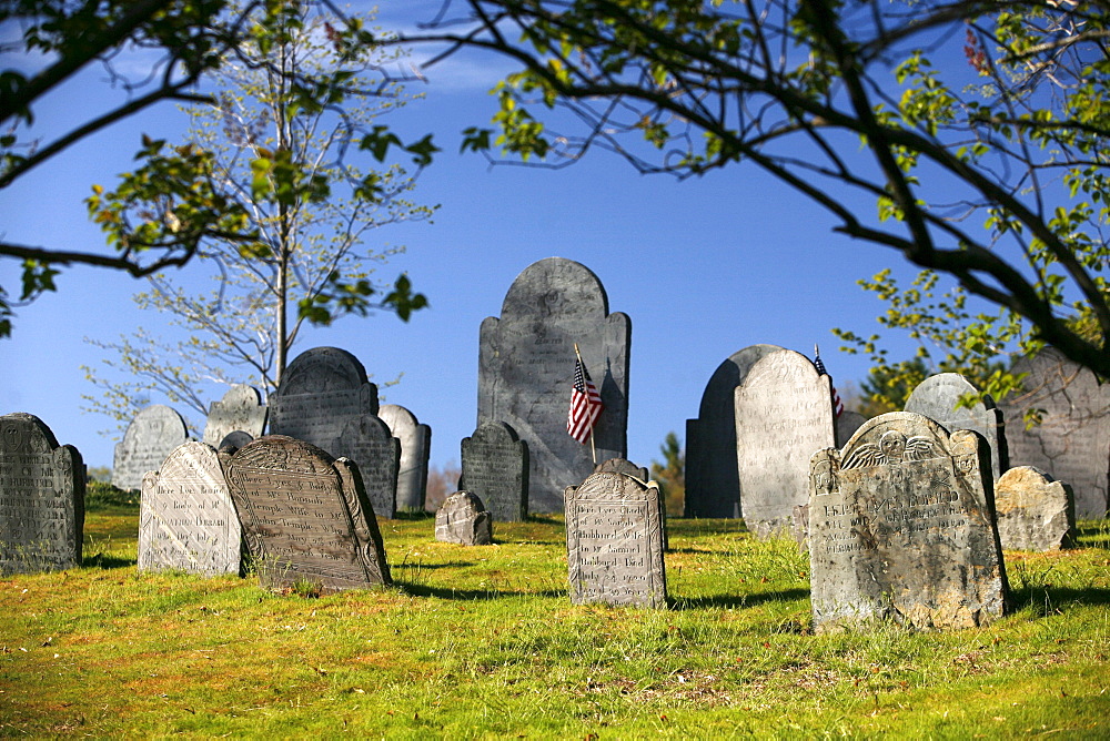 Gravestones in Concord Cemetery, Concord, Massachusetts, USA