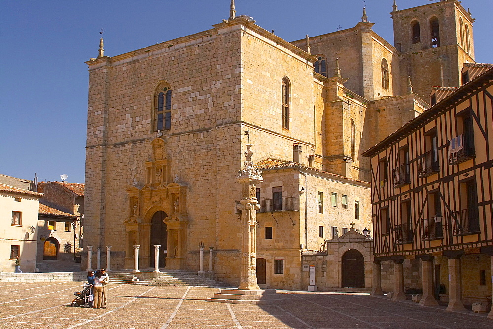 The city of Penaranda de Duero with church, Castilla Leon, Spain
