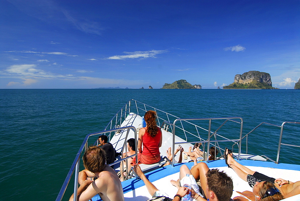 People on the ferry from Ao Nang to Ko Phi Phi, Krabi, Thailand