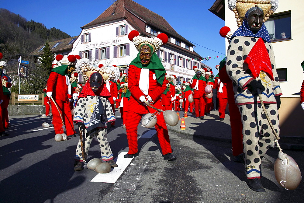 Traditional Carnival Kostume of Black Forest, Elzach, Black Forest, Baden Wuerttemberg, Germany