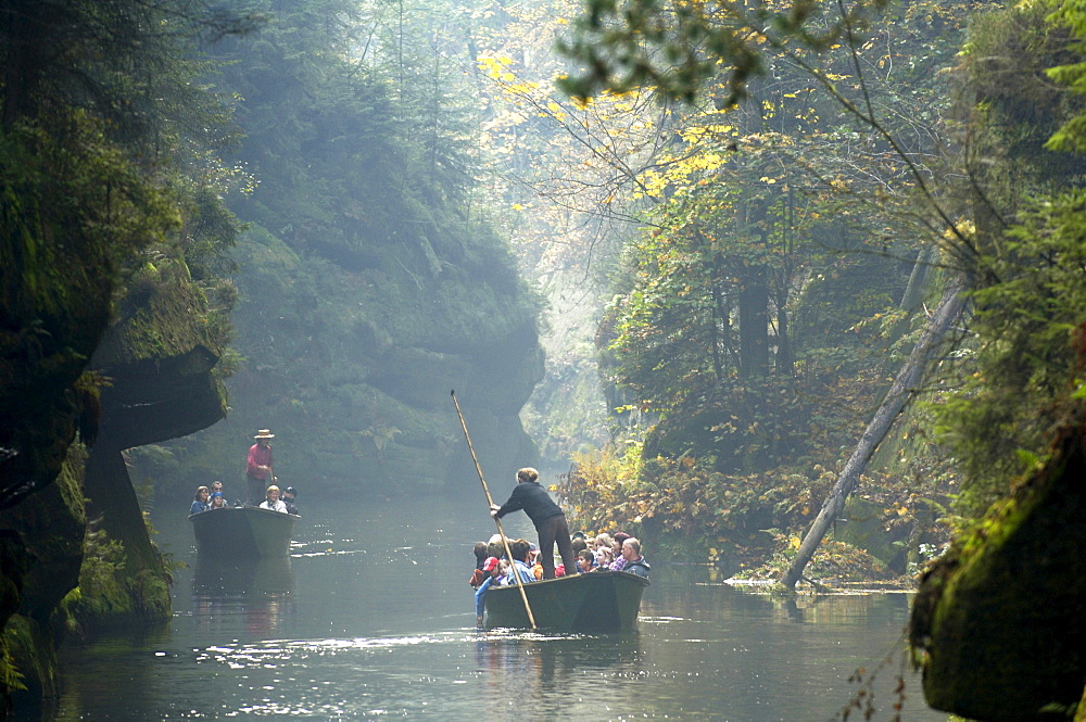 Kamenice-Canyon with boat, Bohemian Switzerland, Czech Republic