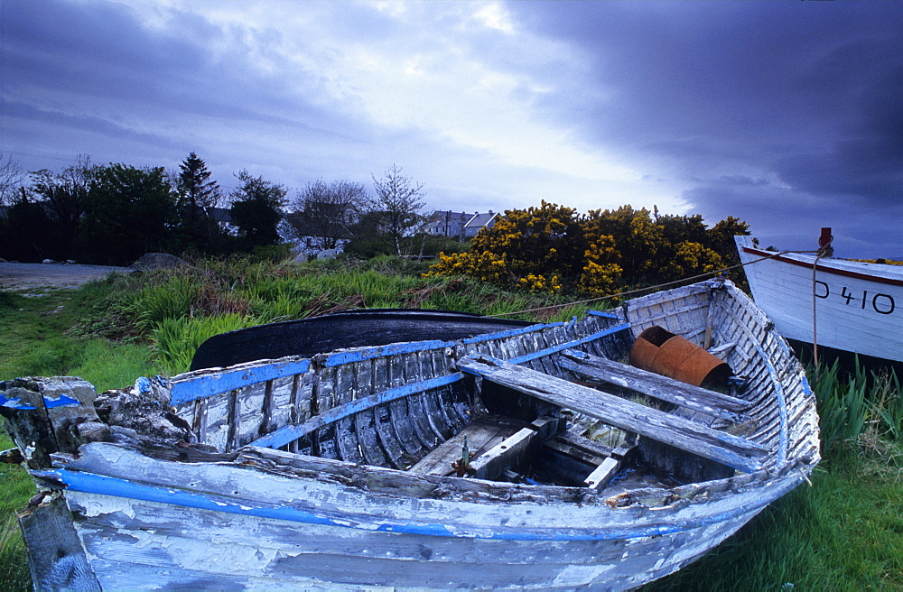 Fishing boats in Dog's Bay, Connemara, Co. Galway, Ireland, Europe