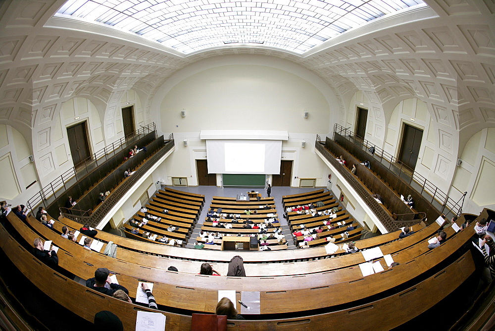 Lecture in the auditorium Maximum, LMU, University, Ludwig Maximilians Universitaet, Munich, Bavaria, Germany