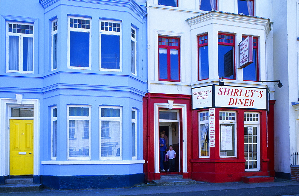 Colourful facades of the houses at Portrush, County Antrim, Ireland, Europe