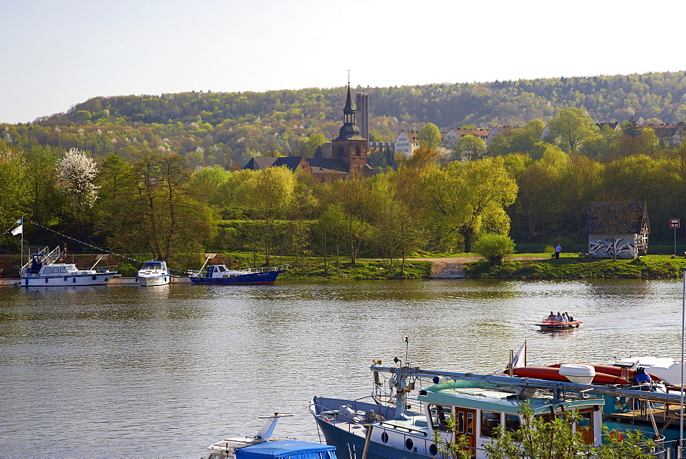 View at marina and St. Arunal, Saar, Saarbruecken, Saar Territory, Germany, Europe