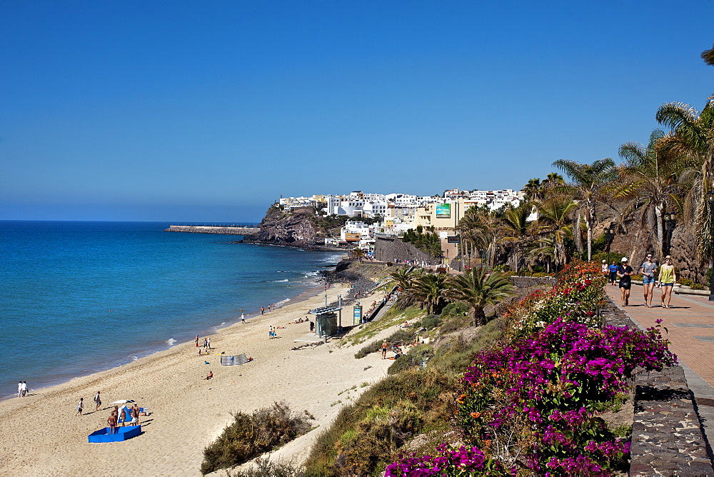 Seaside promenade, Morro Jable, Jandia peninsula, Fuerteventura, Canary Islands, Spain