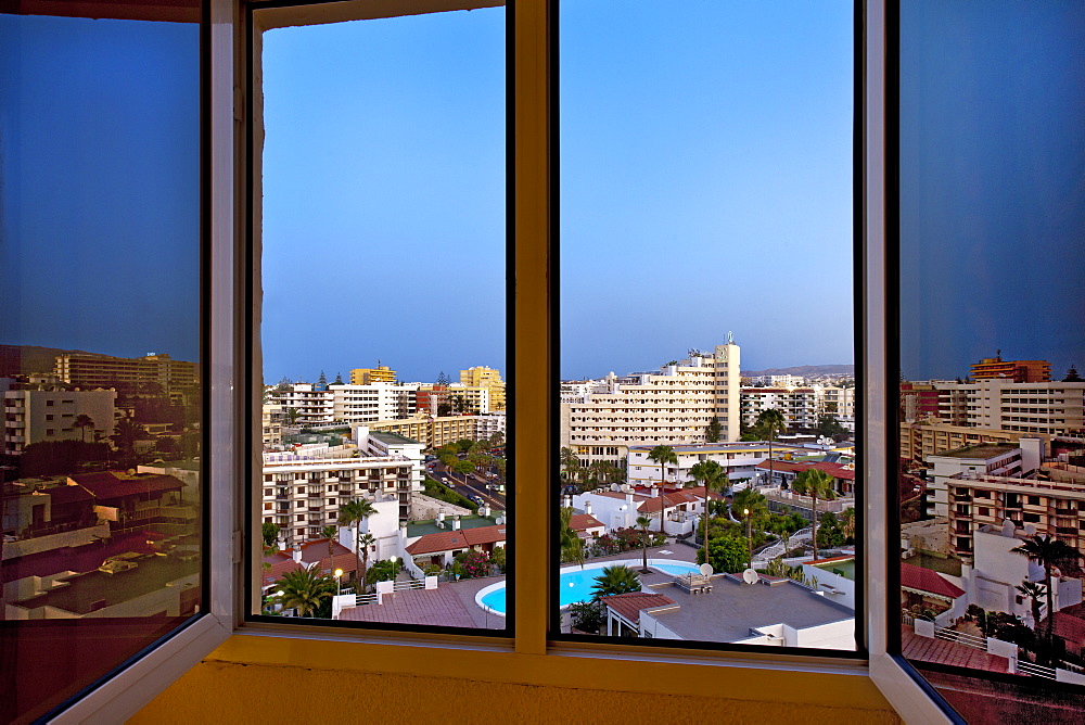 Vier from the hotel window, Playa del Ingles, Gran Canaria, Canary Islands, Spain